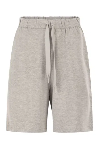 Majestic Stretch Viscose Bermuda Shorts With Drawstring Waist In Gray