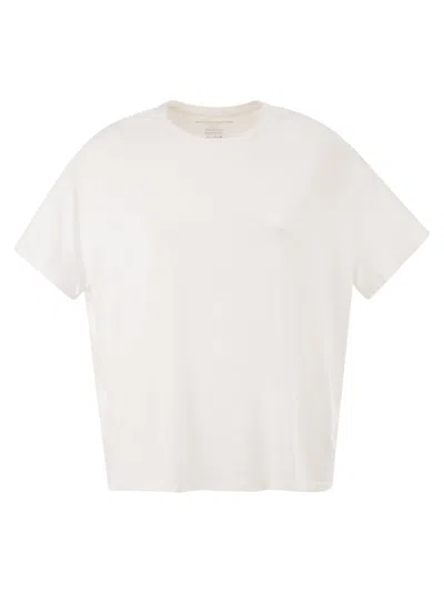Majestic Stretch Viscose T Shirt With Round Neckline In Neutral