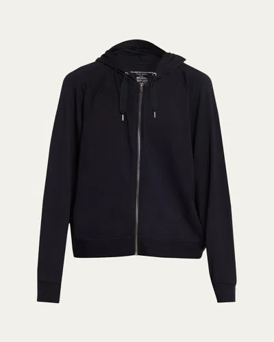 Majestic Stretch Zip Hoodie In Black
