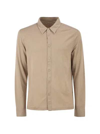 Majestic Stretch Linen Shirt With Front Button Fastening In Neutral