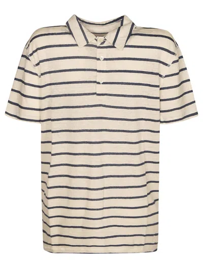 Majestic Stripe Polo Shirt In Marine Blue