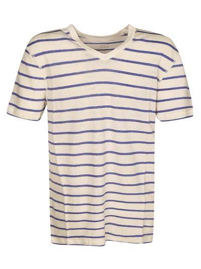 Majestic Stripe V-neck T-shirt In Klein