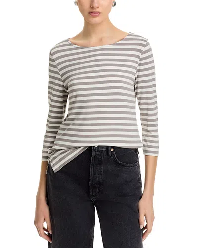 Majestic Soft Touch Boatneck Striped Jersey T-shirt In Plume