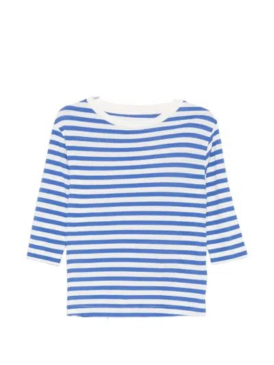 Majestic Striped Boat-neck Top In Blue