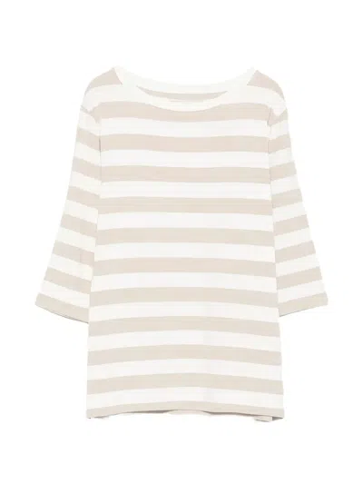 Majestic Striped Boat-neck T-shirt In Pink