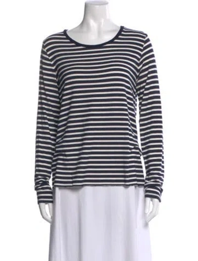 Pre-owned Majestic Striped Crew Neck Top In Blue
