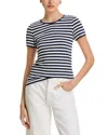 Majestic Striped Crewneck Tee In Marine