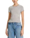 Majestic Soft Touch Crewneck Striped Jersey T-shirt In Plume