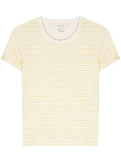 Majestic Striped Linen Blend T-shirt In Yellow