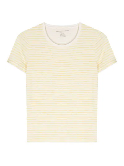 Majestic Striped Linen Blend T-shirt In Yellow