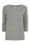 Majestic Filatures Striped Linen Boat Neck T-shirt