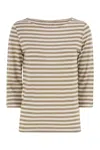 Majestic Filatures Striped Linen Boat Neck T-shirt