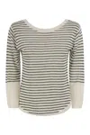 Majestic Filatures Striped Linen Boat Neck T-shirt