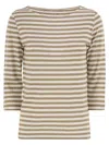 Majestic Filatures Striped Linen Boat Neck T-shirt In Multi