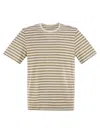 Majestic Filatures Striped Linen Crew-neck T-shirt