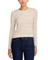 Majestic Striped Long Sleeve Crewneck Tee In Neutral