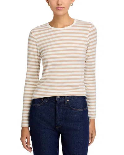 Majestic Striped Long Sleeve Crewneck Tee In Neutral