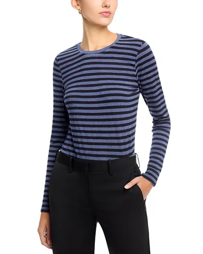 Majestic Soft Touch Striped Long-sleeve Pullover In Blue