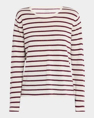 Majestic Striped Machine-washable Cashmere Sweater In Prune