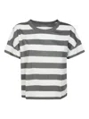 Majestic Striped Round Neck T-shirt In Gray