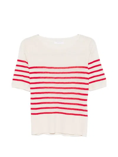 Majestic Striped Round-neck T-shirt In Neutral
