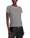 Majestic Striped Short Sleeve Tee In Black