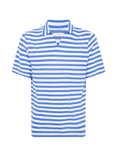 Majestic Striped Short-sleeve T-shirt In Blue