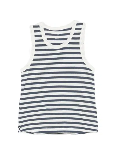 Majestic Striped Sleeveless Tank Top In White