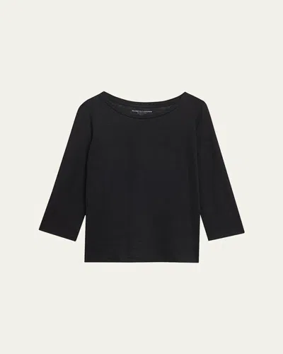 Majestic Striped Stretch Linen Shirt In Noir