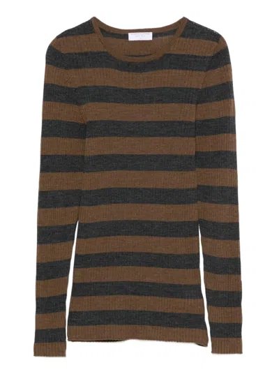 Majestic Striped Sweater In Brown