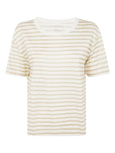 Majestic Short Sleeves Round Neck Sweater In Neutral