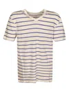 Majestic Striped V-neck T-shirt In Neutral