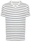 Majestic Striped V-neck T-shirt In White