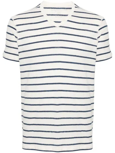 Majestic Striped V-neck T-shirt In White