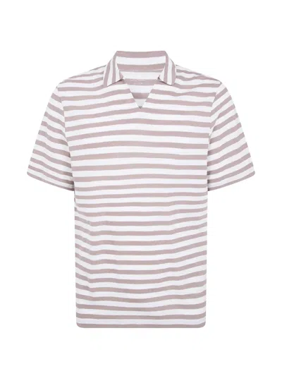 Majestic Striped V-neck T-shirt In White
