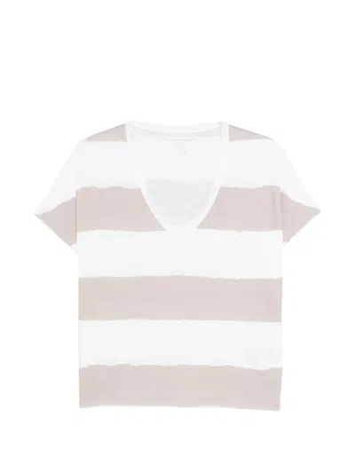 Majestic Striped V-neck T-shirt In Multi