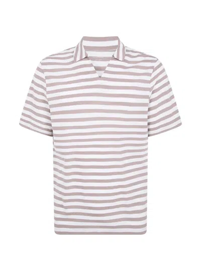Majestic Stripes Polo Shirt In Brown