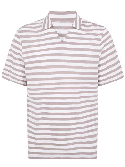 Majestic Stripes Polo Shirt In Neutral