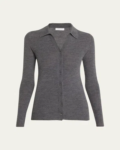 Majestic Superfine Merino Wool Sweater In Gray