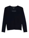 Majestic Cashmere V-neck Sweater With Cropped Relaxed Fit In Blue