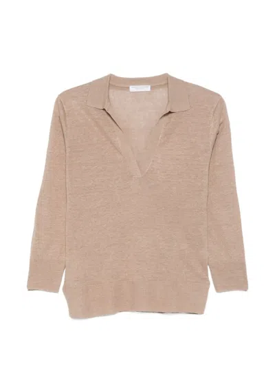 Majestic Sweater With Collar In Brown