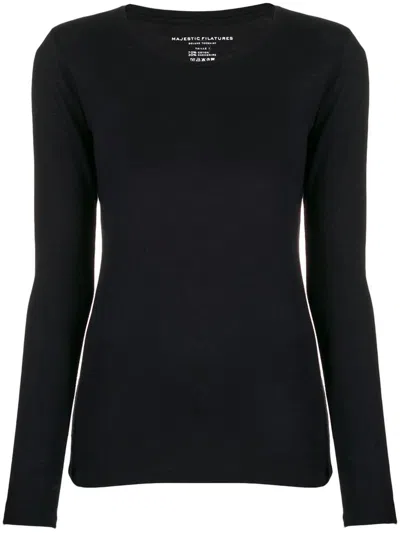 Majestic Long-sleeve Knit Top In Blue