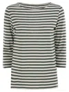 Majestic Filatures Striped Linen Boat Neck T-shirt