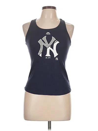 Pre-owned Majestic Tank Top Blue Halter Neckline Tops