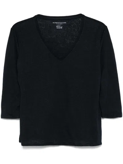 Majestic Textured Weave T-shirt In Blue