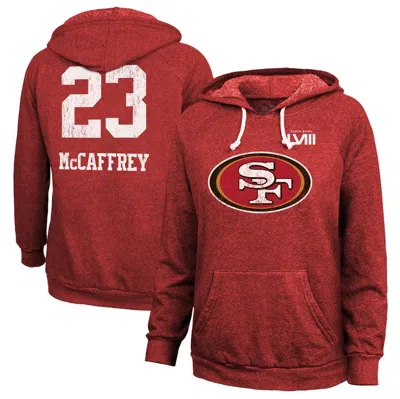 Majestic Threads Christian Mccaffrey Scarlet San Francisco 49ers Super Bowl Lviii Name & Number Tri-