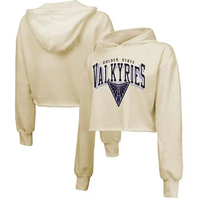 Majestic Threads Cream Golden State Valkyries Circus Shot Drop Shoulder Tri-blend Cropped Pullover H In Neutral