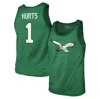 MAJESTIC MAJESTIC THREADS JALEN HURTS KELLY GREEN PHILADELPHIA EAGLES TRI-BLEND PLAYER NAME & NUMBER TANK TOP