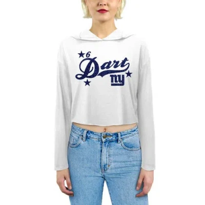 Majestic Threads Jaxson Dart White New York Giants Glitter Wordmark Hoodie