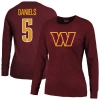 Majestic Threads Jayden Daniels Burgundy Washington Commanders Player Name & Number Long Sleeve T-sh In Burgundy